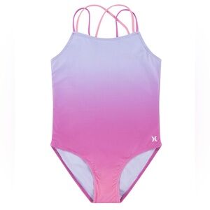NWT Hurley Kids Pink and Purple One Piece Swimsuit‎ - 12